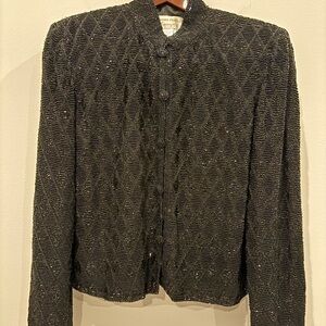 Adrianna Papell Black Sequin Evening Jacket